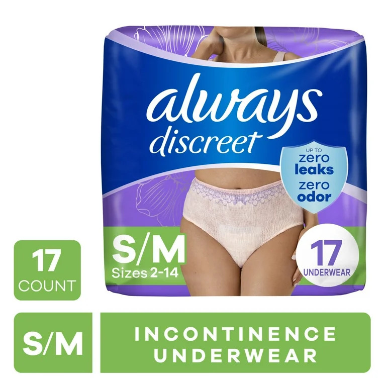 Always Discreet Adult Incontinence Underwear for Women and Postpartum Underwear, S/M, Up to 100% ... | Walmart (US)