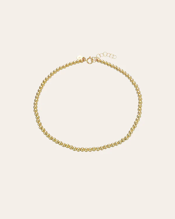 14k Gold Bead Anklet | Zoe Lev Jewelry