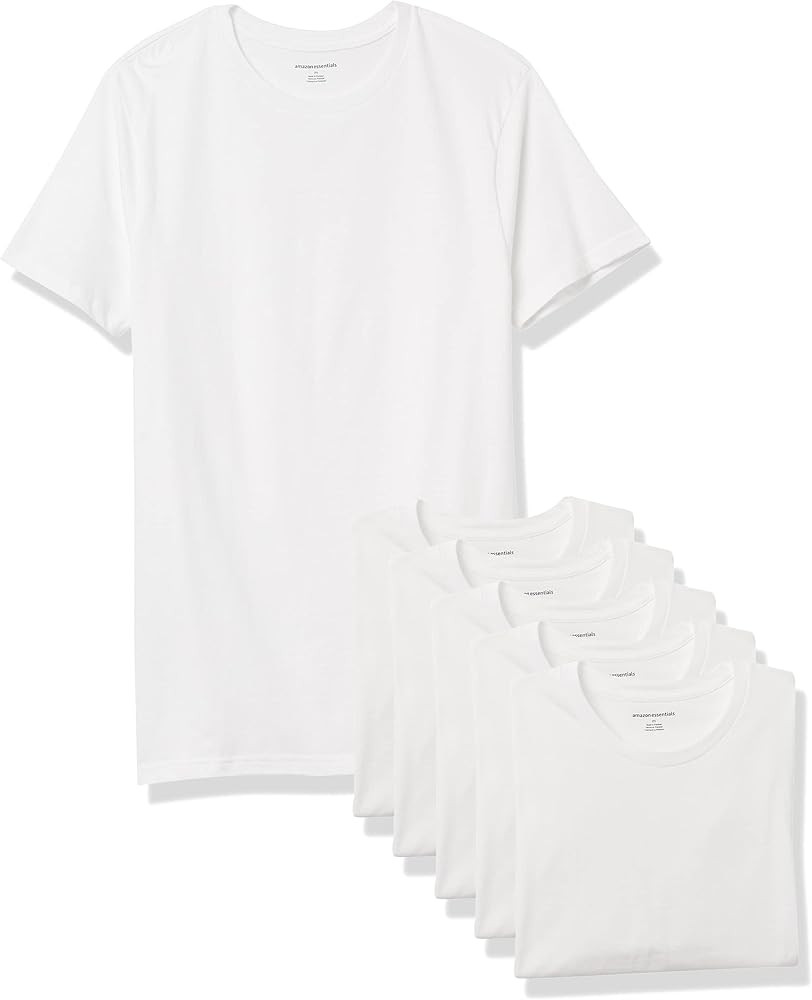 Amazon Essentials Men's Cotton Crew Neck Undershirts, Versatile Soft Basics, Pack of 6 | Amazon (US)