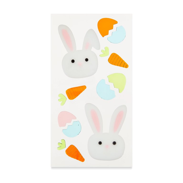 Easter Bunnies & Carrots Gel Window Clings, 5.5 in x 12 in, by Way To Celebrate | Walmart (US)