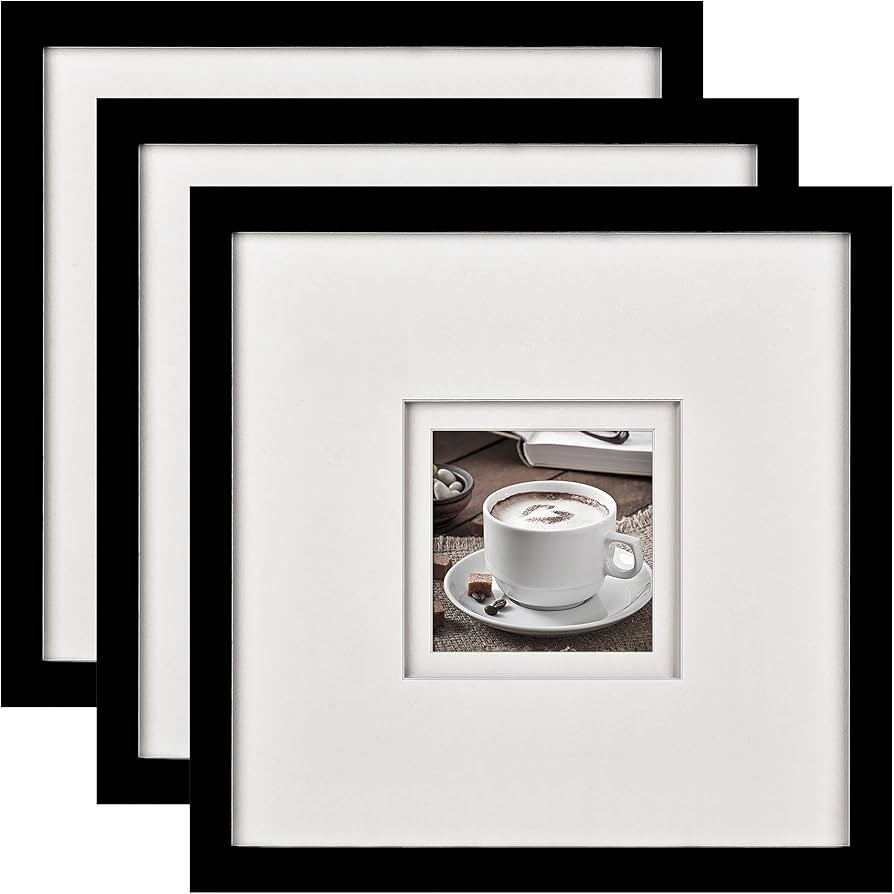 Yaetm 12x12 Square Picture Frame Matted to 5x5, Double Floating Ivory Mat, Black Photo Frame with... | Amazon (US)