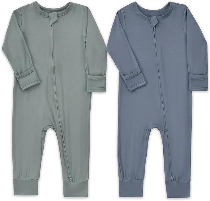 Aablexema Baby Footless Pajamas Zipper with Mitten, Rayon from Bamboo, Infant Long Sleeve Romper ... | Amazon (US)