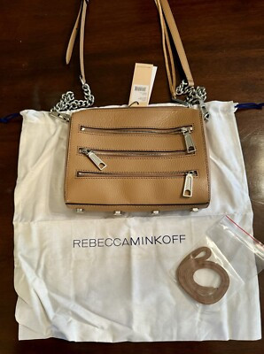 NEW W TAGS Rebecca Minkoff LEATHER Mini 5 Zip Crossbody Bag Desert Tan NEUTRAL | eBay AU