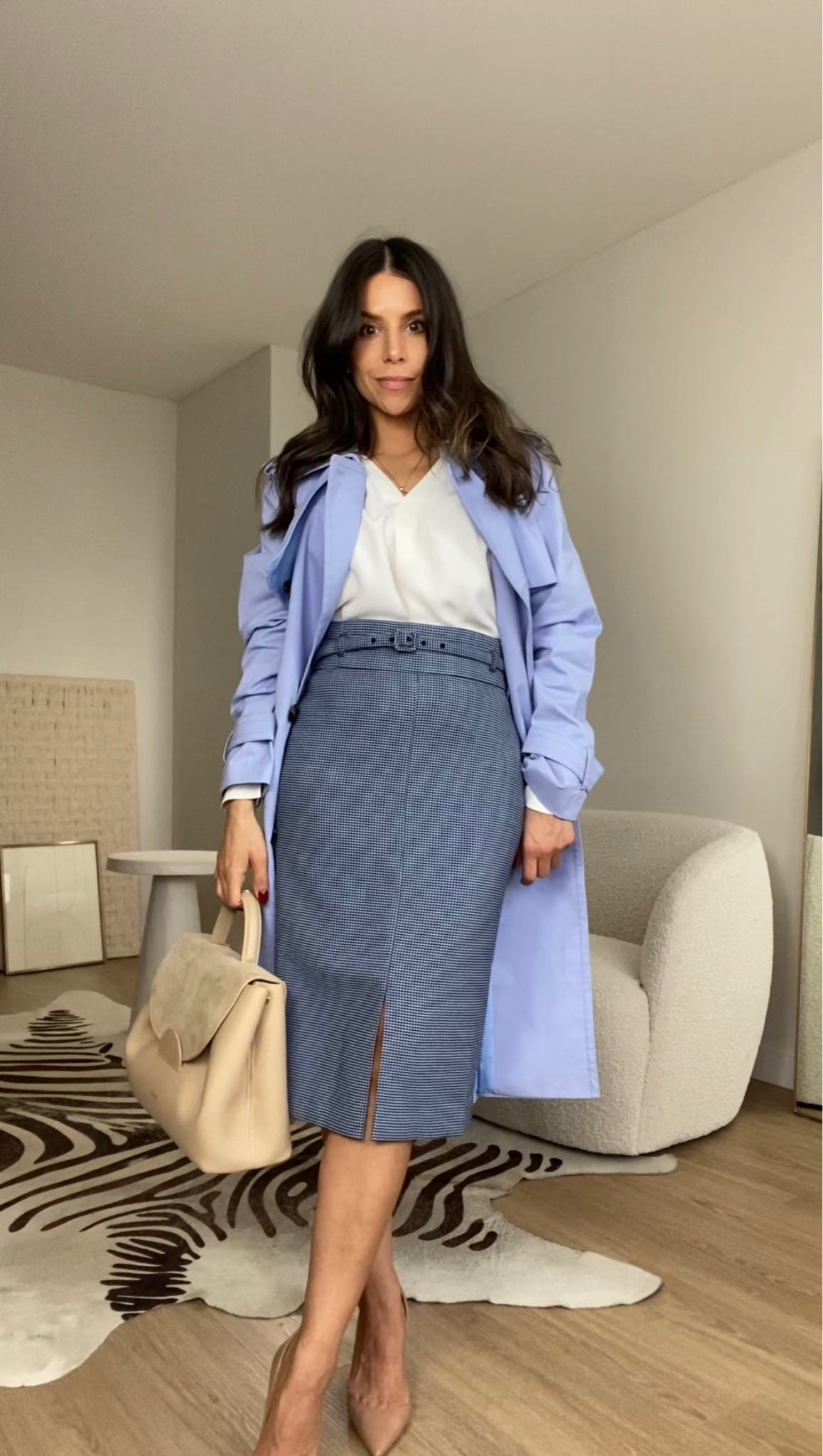 Wearing skirt in size 0, trench coat in XS, and top in XS

#LTKworkwear #LTKstyletip #LTKSeasonal