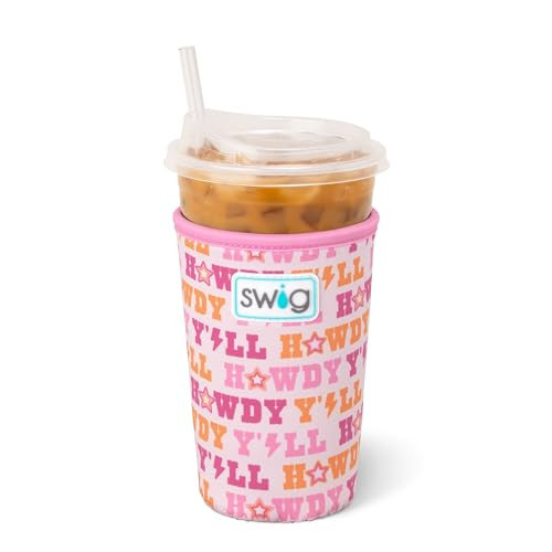 Swig Life Medium Iced Cup Coolie, Standard 22oz Iced Coffee Cup Insulator Sleeve with Handle, Neoprene Insulated Coolie Keeps Drinks Cold (Howdy Yall) | Amazon (US)
