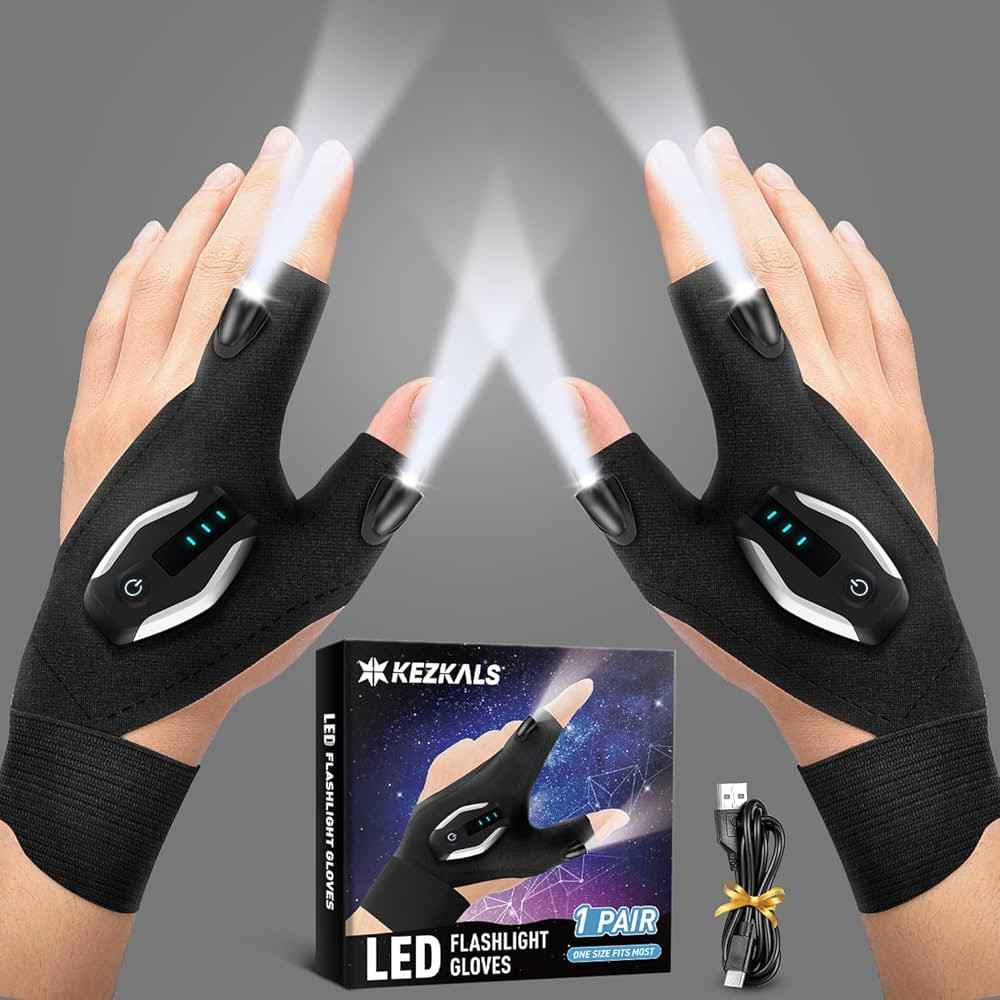 KEZKALS Stocking Stuffers for Adults Men Rechargeable Flashlight Gloves, Gifts for Men Dad Him, C... | Amazon (US)