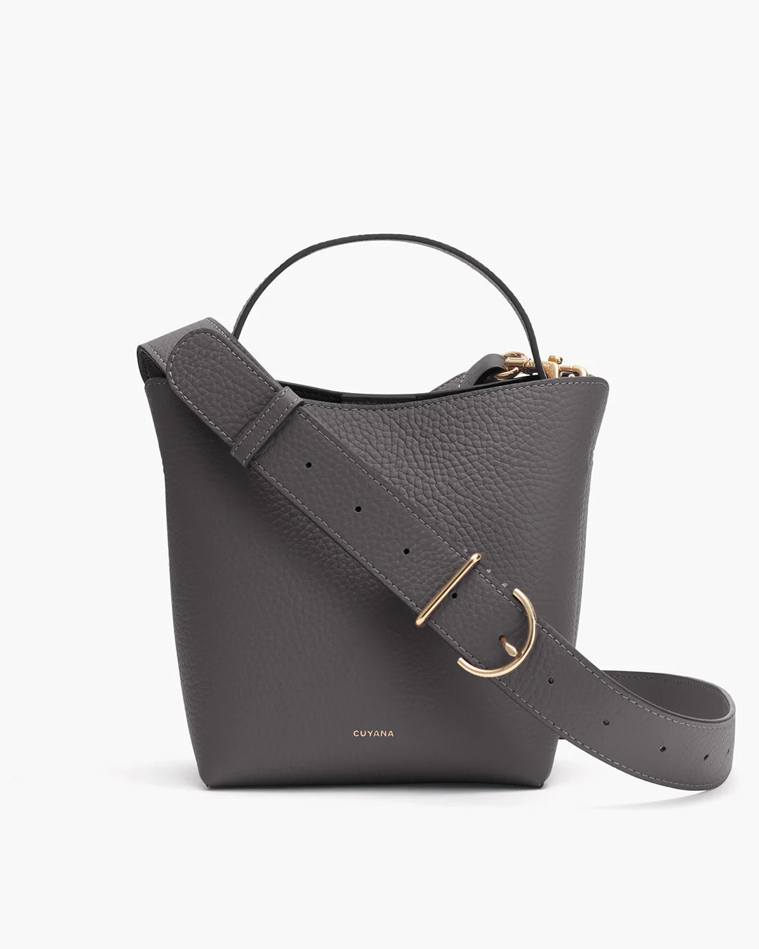 Women's Mini Linea Bucket Bag in Charcoal | Pebbled Leather by Cuyana | Cuyana