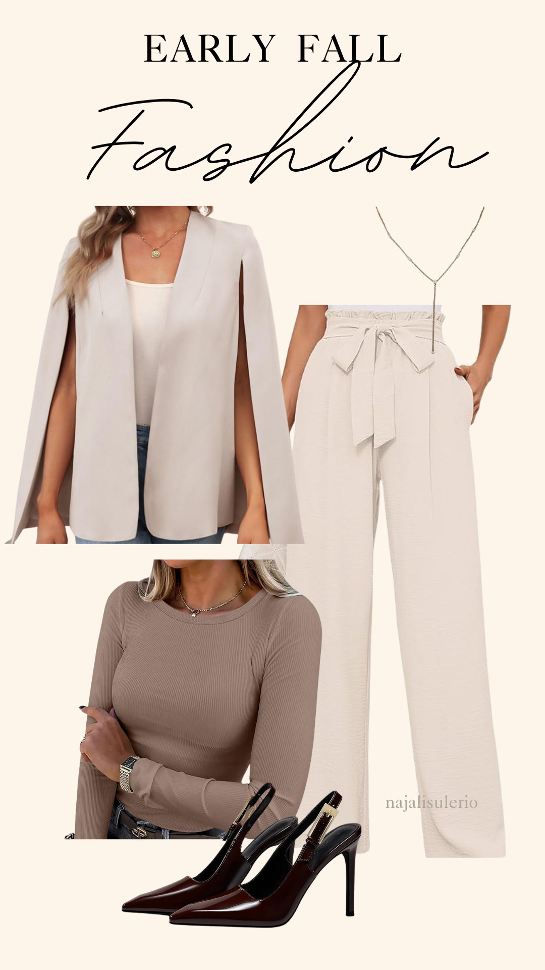 Early Fall Fashion Idea 🍂
A chic neutral look featuring:
✨ Cream Cape blazer for layering
✨ Beige Ribbed long-sleeve top
✨ High-waist paperbag trousers
✨ Slingback heels for polish

Perfect for brunch with friends, a casual workday, or a stylish date night. 

 #LTKFallSale #LTKSeasonal #LTKStyleTip