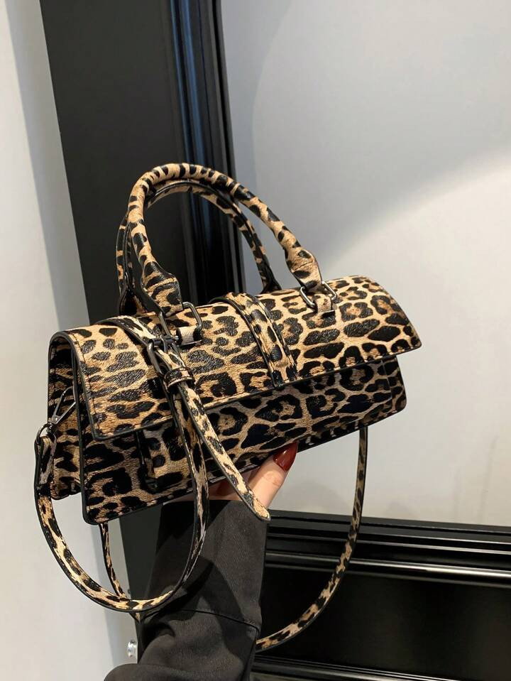 2024 New Fashion Faux Leather Leopard Print Women's Handbag, Versatile Casual Shoulder Bag, Leopard Print Bag | SHEIN