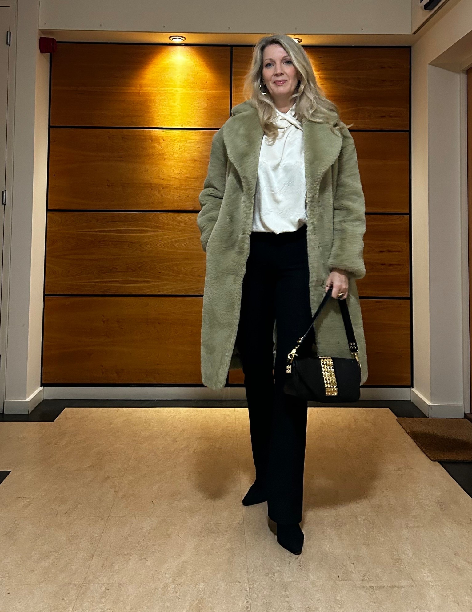 Coat outfit | statement Faux fur coat | tie neck blouse | tailored trousers | heels

#LTKover50style #LTKstyletip #LTKCyberWeek