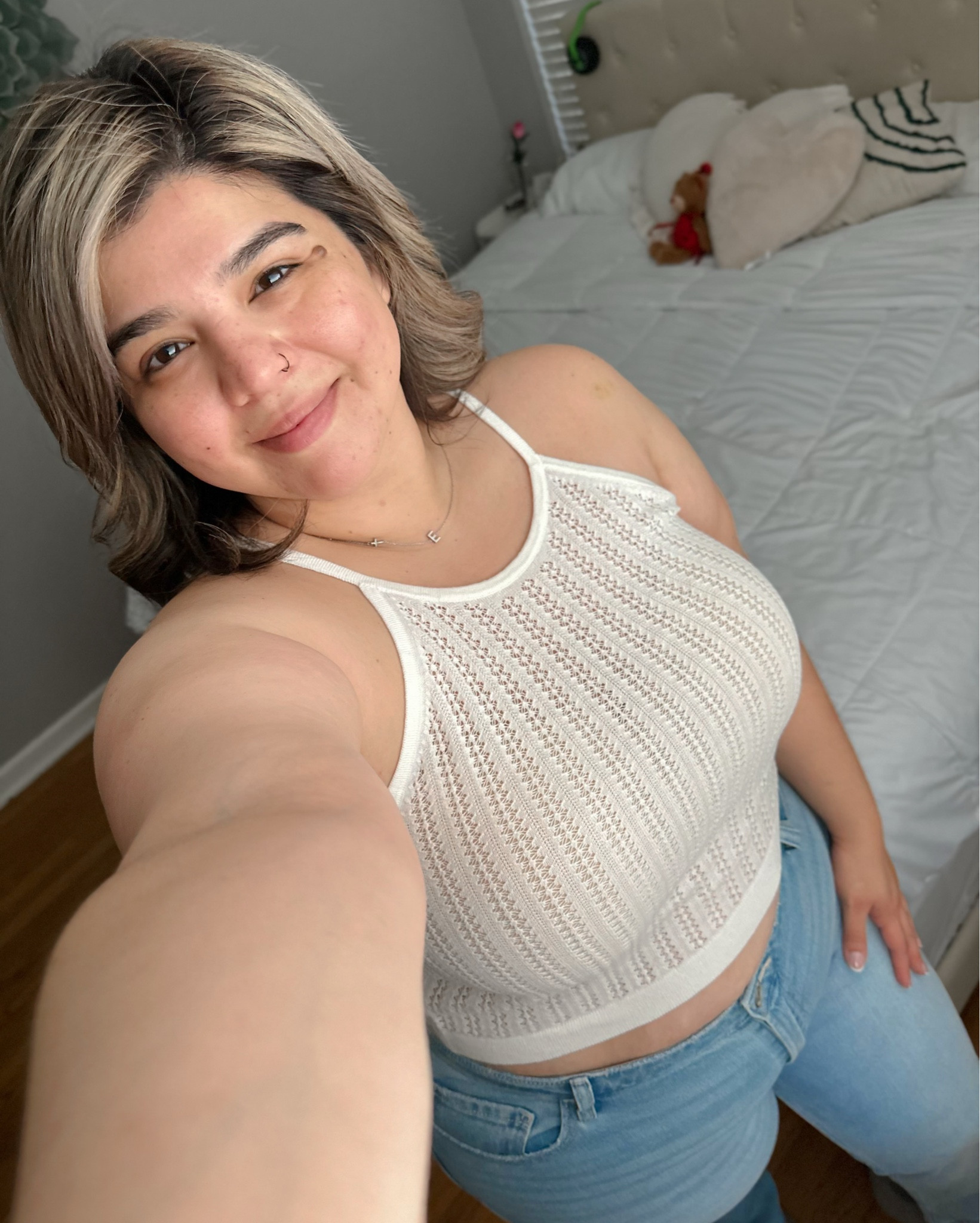 Wearing an XL in top and 16 in jeans. 

Top is see through so wore a beige strapless bra which you could hardly notice  

#LTKStyleTip #LTKPlusSize #LTKMidsize