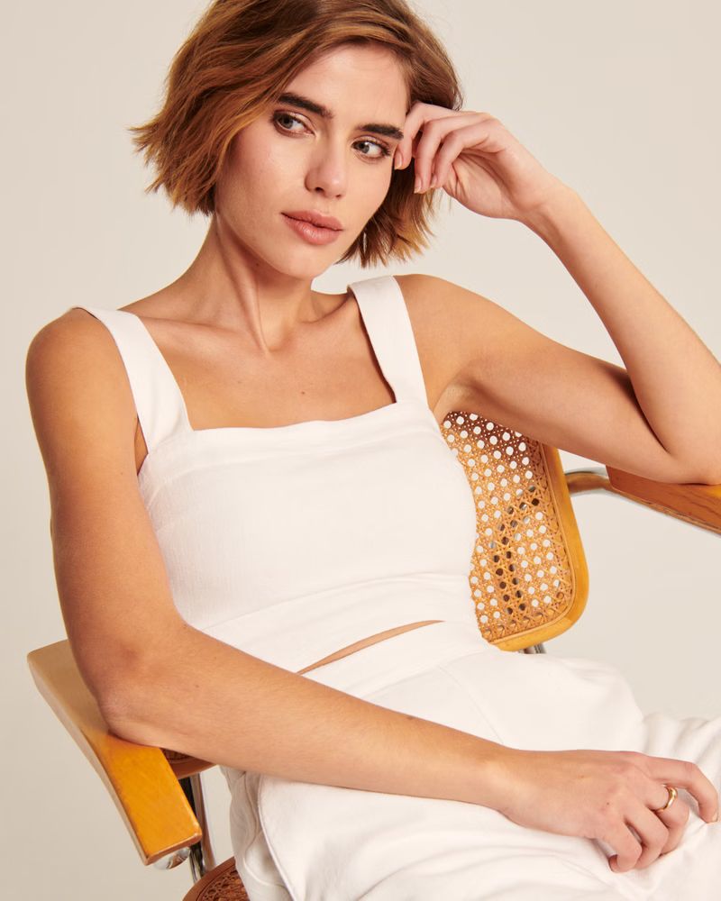 Cropped Linen-Blend Top | Abercrombie & Fitch (US)