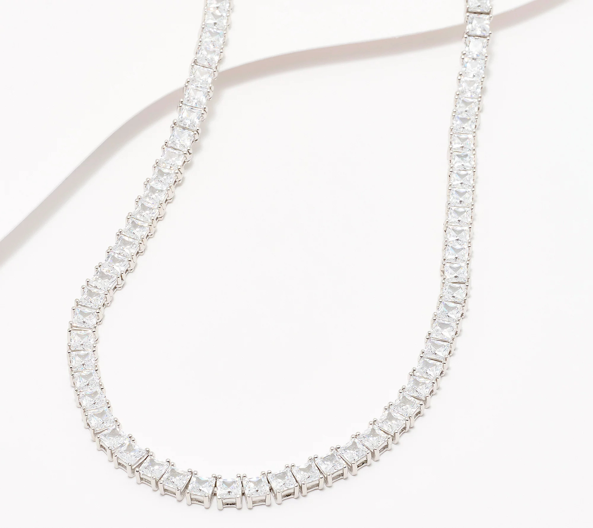 Diamonique Classics 4mm Tennis Necklace,Sterling Silver | QVC