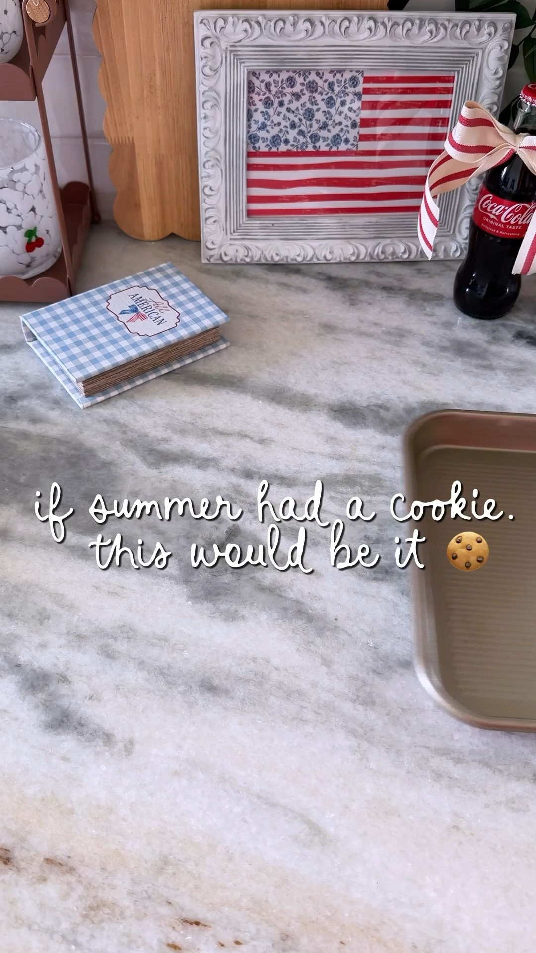 here’s the exact patriotic cookie combo i used ❤️🤍💙

⭐️ Pillsbury Apple Pie Cookie Dough⭐️ Pillsbury Salute To Service Flag Sugar Cookies⭐️ red, white + blue sprinkles

HOW I MADE THEM ✨

dip the top edges of the apple pie cookies into patriotic sprinkles

place on baking sheet + bake about halfway (slightly underbaked at this point)

remove from oven + gently press the flag sugar cookie into the center

place back into the oven + bake until fully cooked through

the slightly underbaked apple pie cookie helps the flag cookie bake right into the center perfectly 🇺🇸

SO cute for Memorial Day + Fourth of July

#LTKSeasonal #LTKfoodie #LTKHome