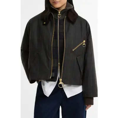 Barbour Arlene Checked Waxed Cotton Jacket in Classic/shadow Classic at Nordstrom, Size 12 | Nordstrom