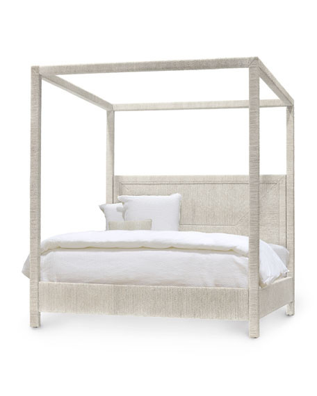 Palecek Woodside Canopy King Bed, White Sand | Neiman Marcus