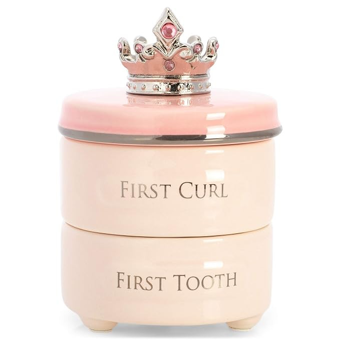 DEMDACO Pink Princess Crown First Tooth & Curl Keepsake Box - Baby Milestone Box for First Tooth ... | Amazon (US)