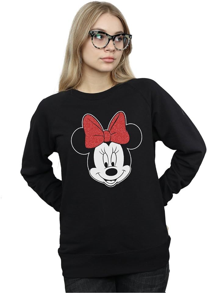Disney Women's Minnie Mouse Head Sweatshirt | Amazon (US)