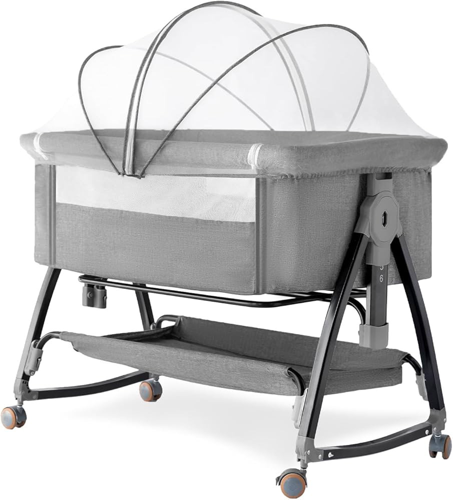 Bedside Crib, 3 in 1 Bassinet with Quick Height Adjustment and Mosquito Nets, Easy to Fold, Porta... | Amazon (US)