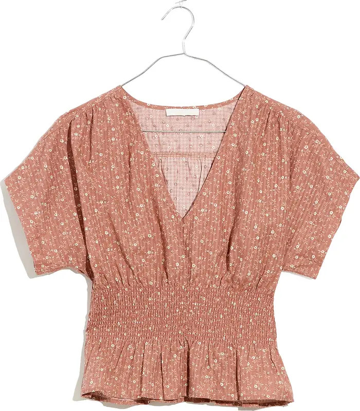 Madewell Daisy Stitch Smocked Peplum Top | Nordstrom | Nordstrom