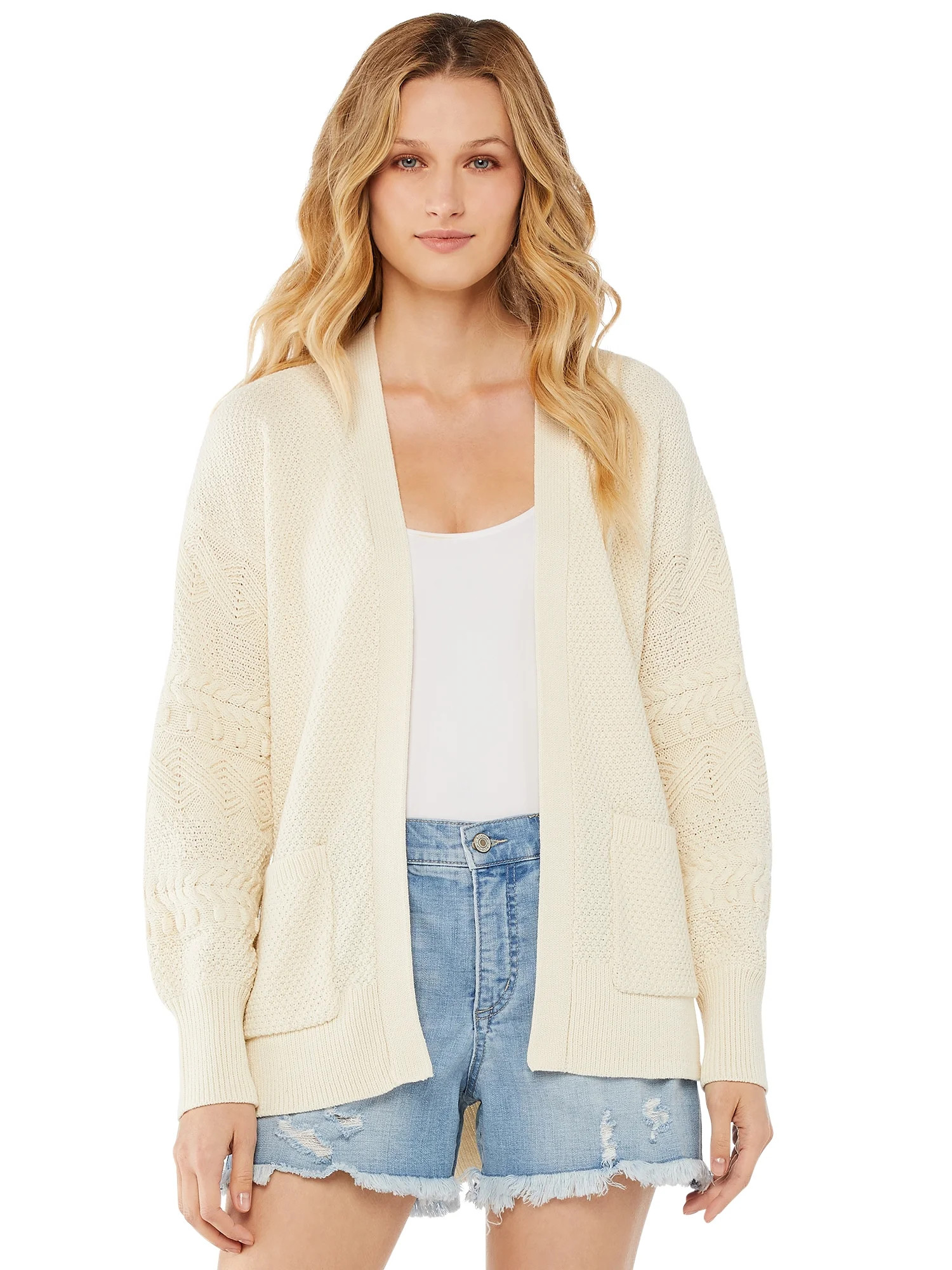Scoop Women's Pointelle Sleeve Cardigan | Walmart (US)