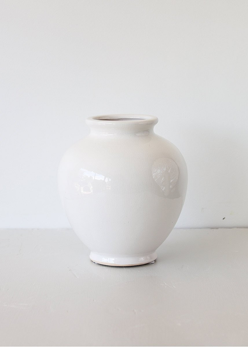 Water-Sealed Ceramic Flower Vase in White - 8" Tall x 7" Wide | Afloral (US)