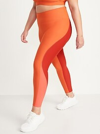 High-Waisted PowerSoft Color-Block 7/8-Length Compression Leggings for Women | Old Navy (US)