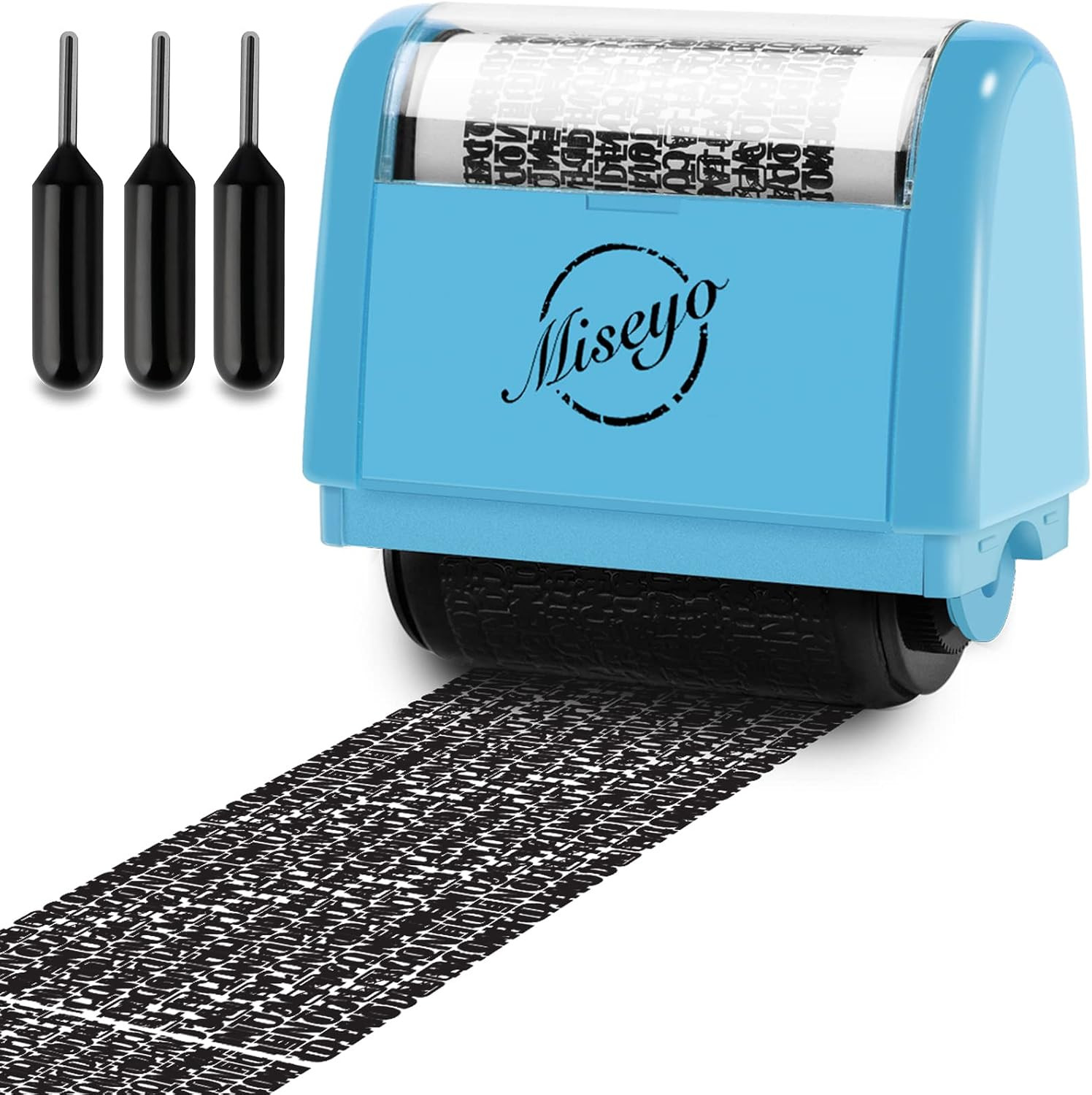 Miseyo Wide Identity Theft Protection Roller Stamp Set - Blue (3 Refill Ink Included) | Amazon (US)