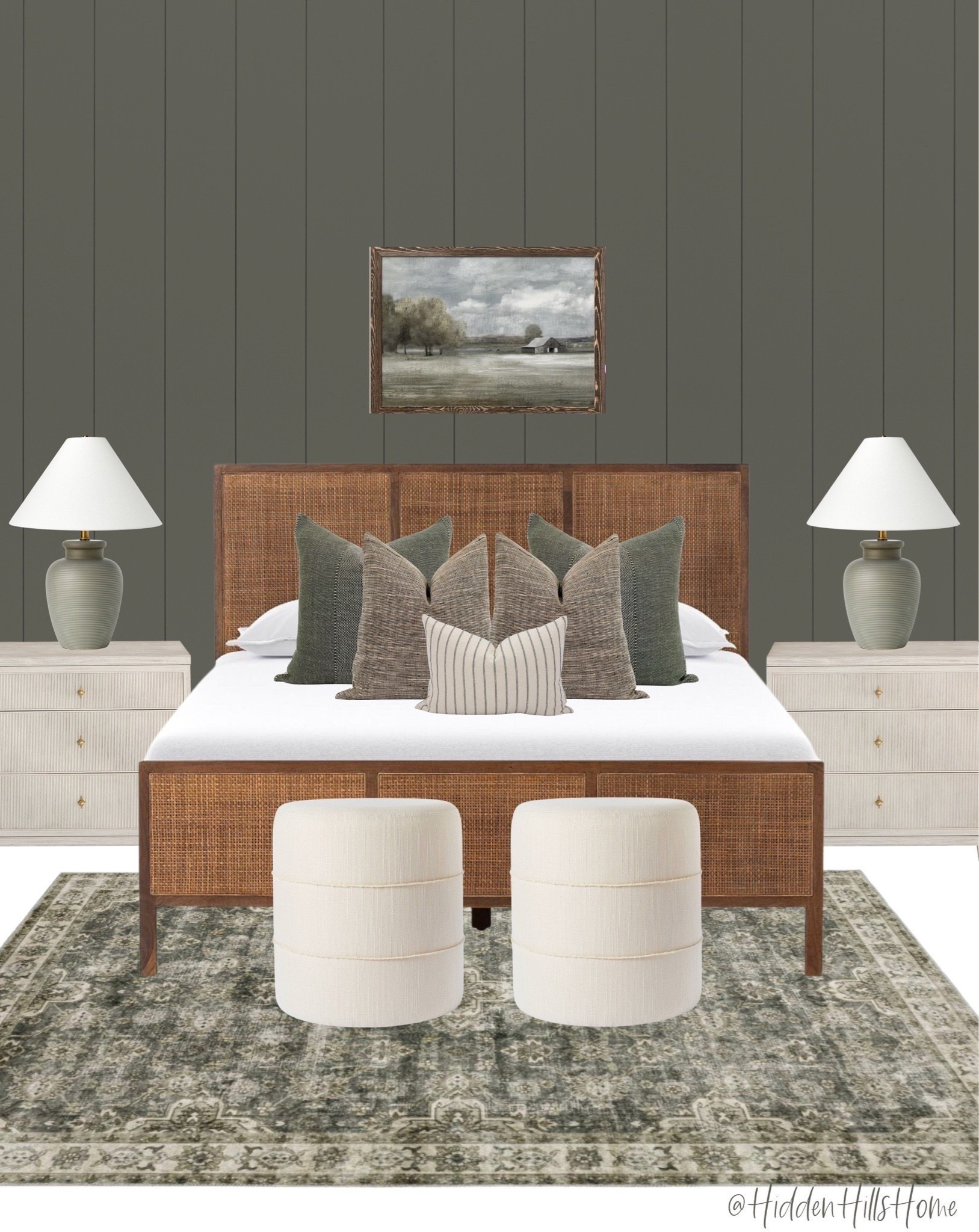 Bedroom decor mood board, bedroom design ideas, bedroom inspiration, master bedroom design #bedroom 
Wall color is SW Cast Iron

#LTKHome #LTKSaleAlert