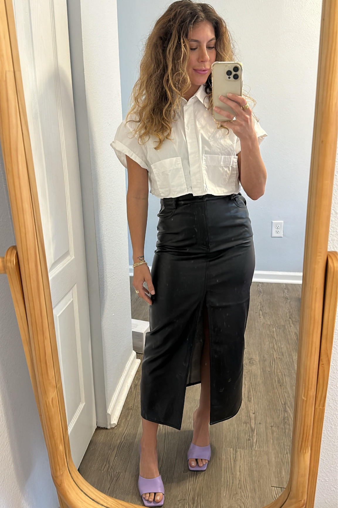 Another way to mix your spring favorites and make them more Fall is to pair with a seasonal fabric like this faux leather skirt. This instantly makes my spring lavender slides appropriate for the season (since I’m not ready to give them up) 

#LTKshoecrush #LTKSeasonal #LTKstyletip