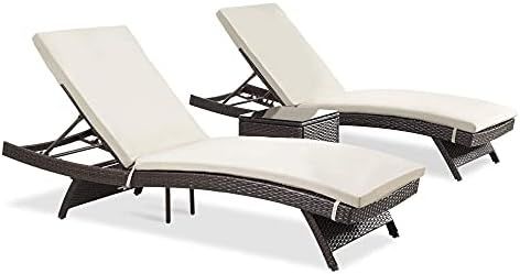 PAMAPIC Patio Chaise Lounge Set 3 Pieces，Patio Lounge Chair with Adjustable Backrest and Remova... | Amazon (US)