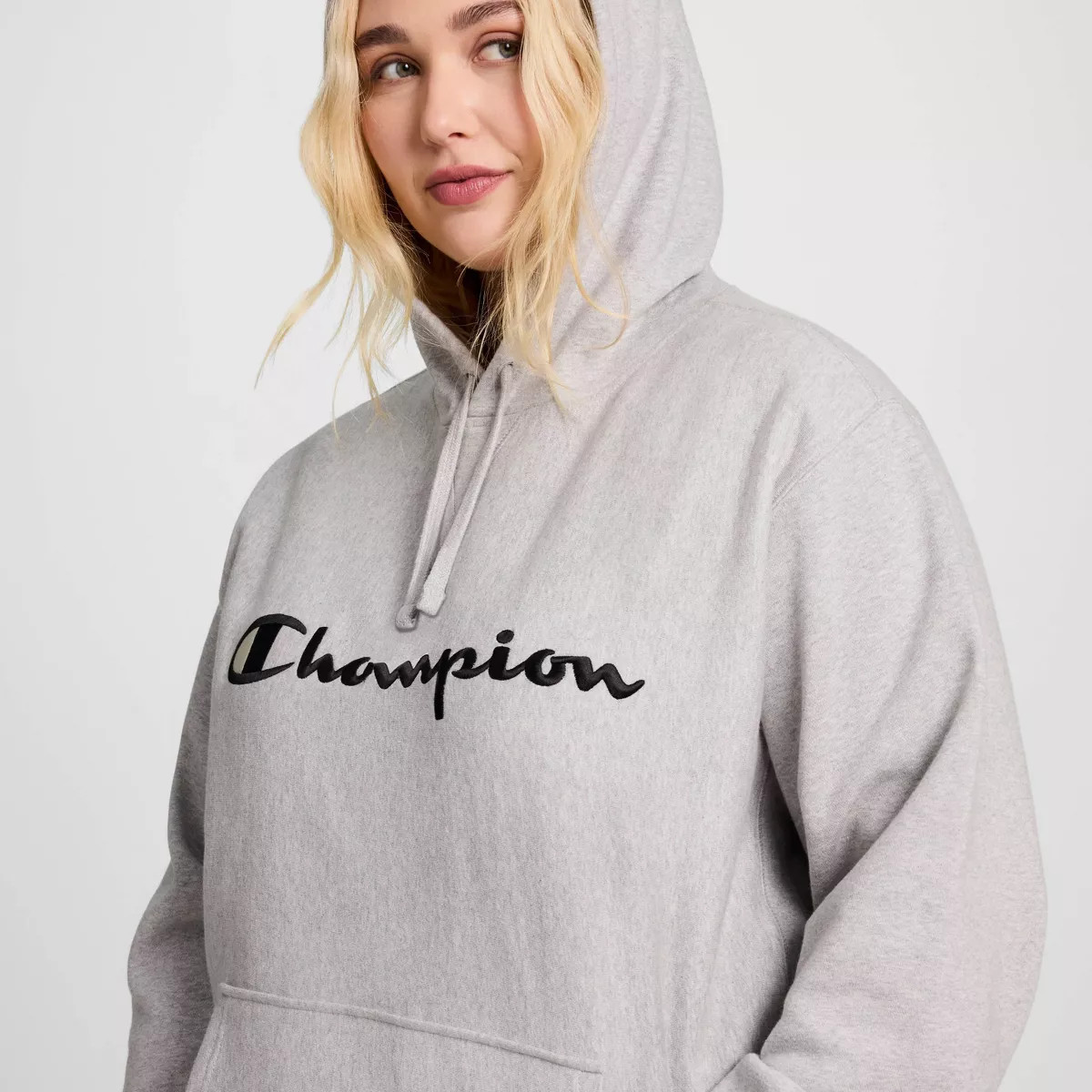 Champion Adult Sizing Iconic Embroidered Hoodie - Light Gray Heather M | Target