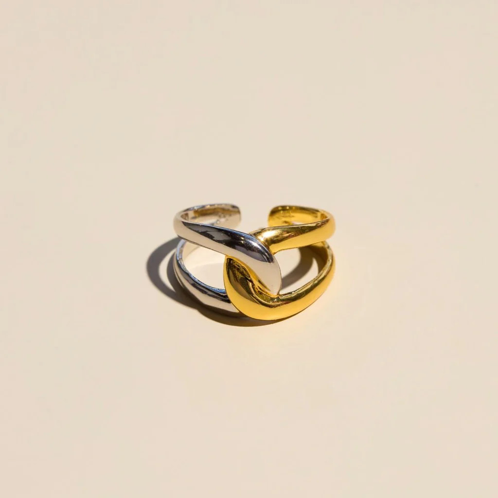 Mixed Metal Twist Ring | Nickel and Suede
