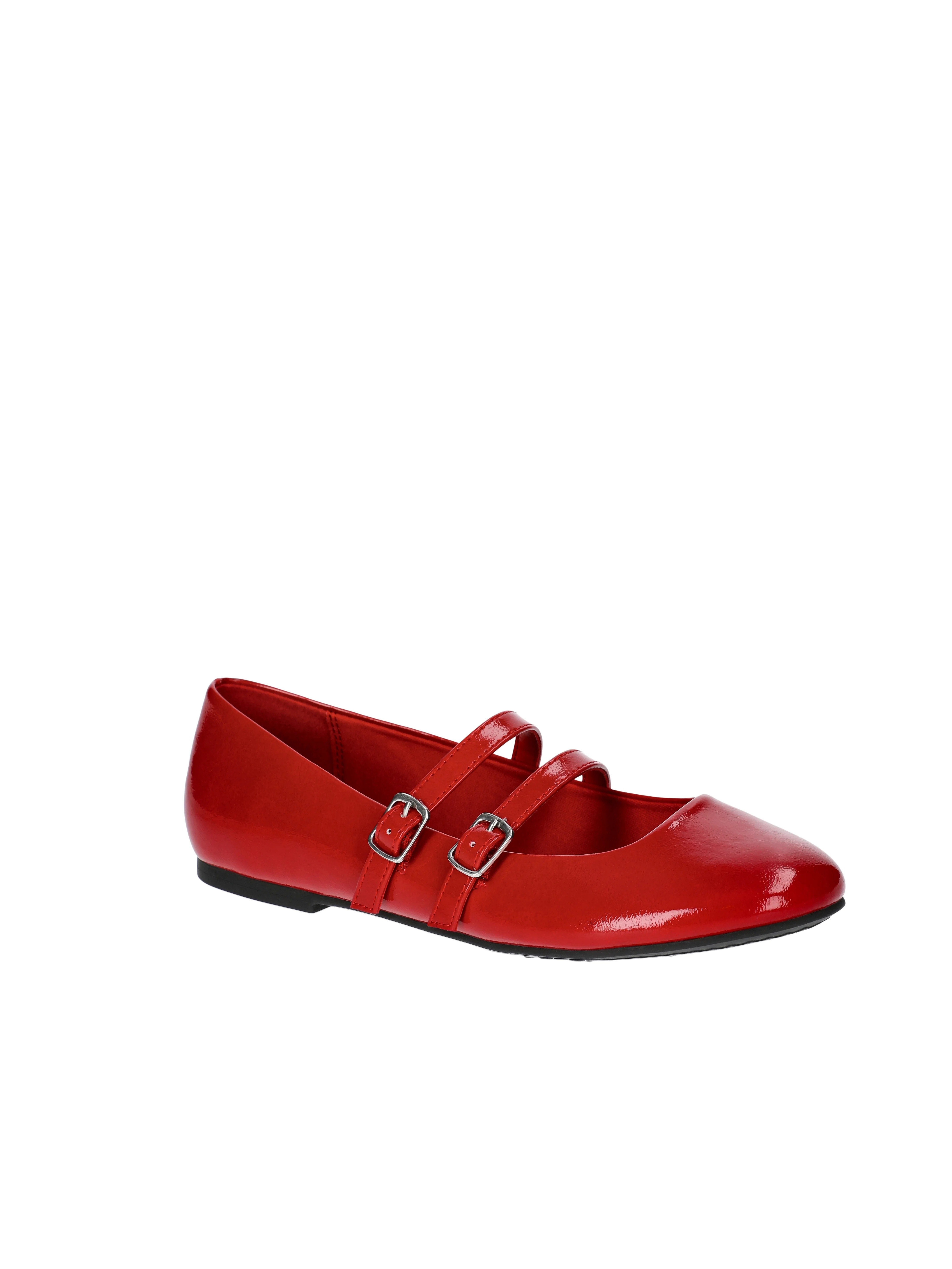 No Boundaries Faux Leather Mary Jane Flats with Double Straps, Women's | Walmart (US)