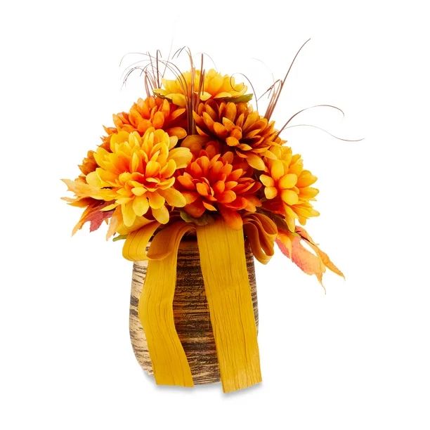 Harvest 11" Yellow and Orange Mum in Pot, Table Decoration, Way to Celebrate | Walmart (US)