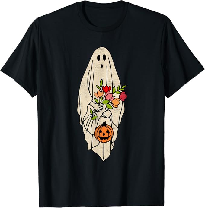 Amazon.com: Halloween Costume Vintage Floral Ghost Pumpkin Funny Graphic T-Shirt : Clothing, Shoe... | Amazon (US)
