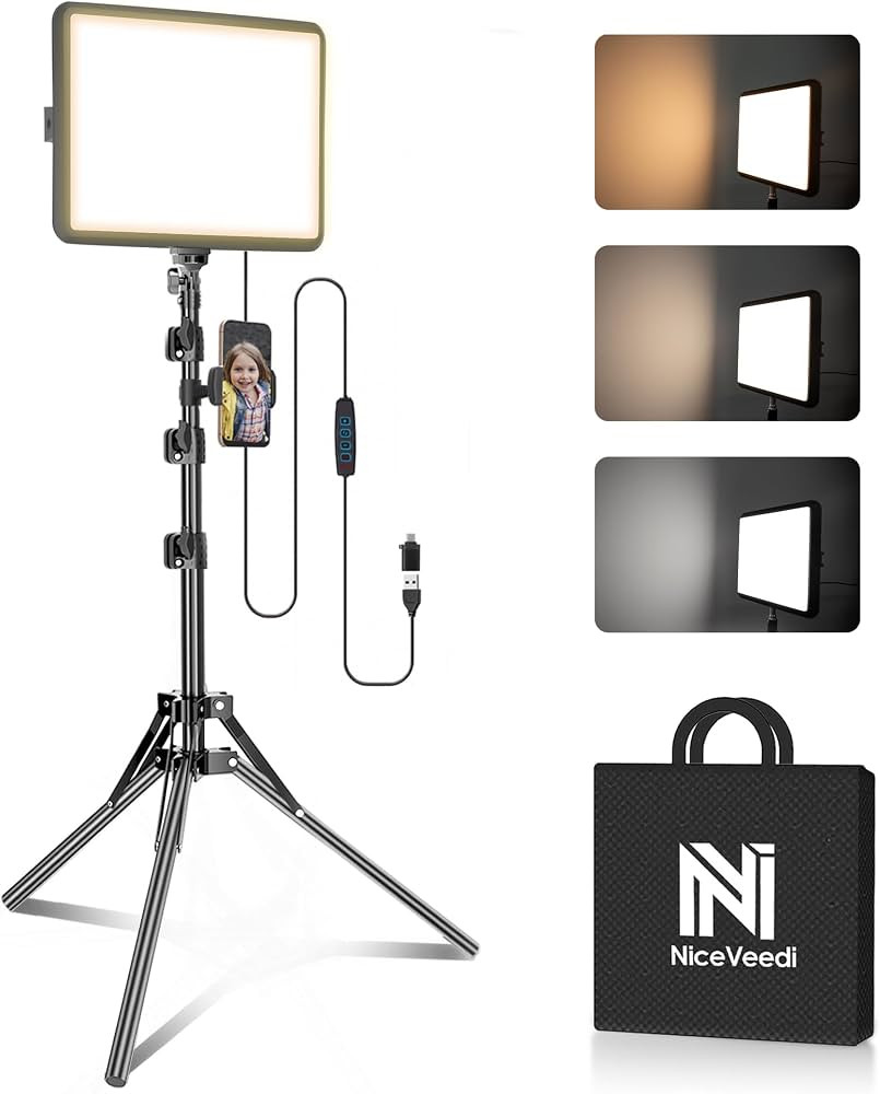 1-Pack LED Video Light Kit, NiceVeedi Photography Lighting Kit, 2800-6500K Dimmable Studio Light ... | Amazon (US)