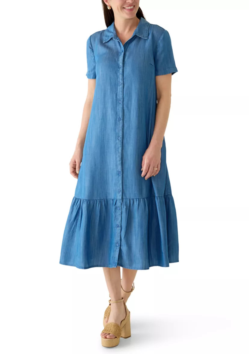 Women's Short Sleeve Chambray Midi Dress | Belk