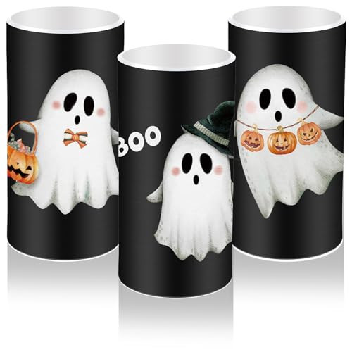 Fjoron Halloween Ghost Flameless Candles Halloween Boo Ghost Decorations Candles Battery Operated Candles for Home Decor Boo Basket Gift | Amazon (US)