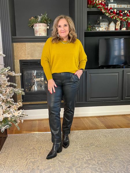 Cashmere ethically sourced. Fairly priced. Excellent quality. And I just love this mustard color. Other colors available. 

Coated denim. TTS. Stretch. The look of leather. 

My fabulous boots. Size up 1/2. 


#LTKHoliday #LTKGiftGuide #LTKunder100