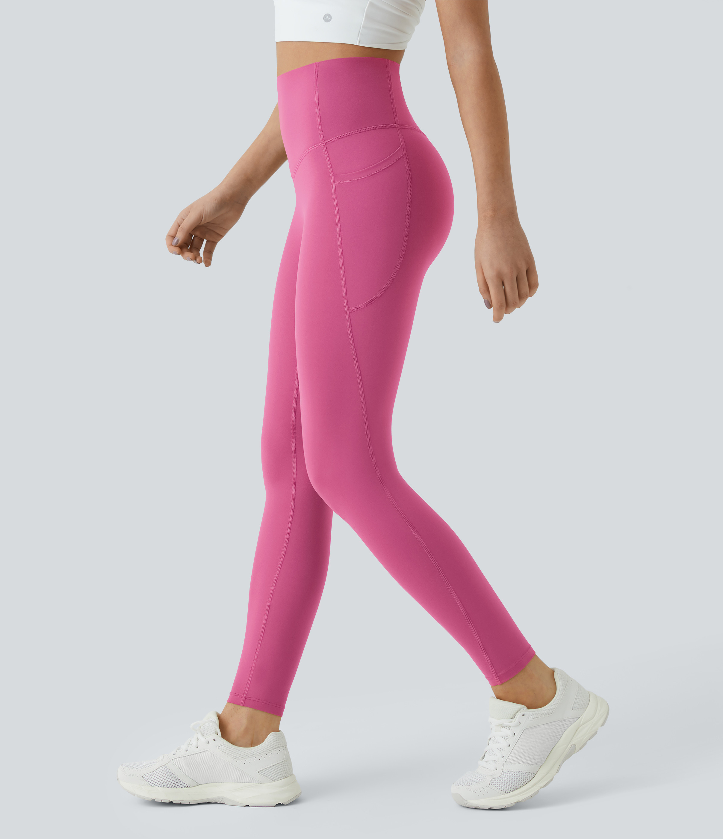 Halara Halara UltraSculpt™ SoCinched High Waisted Tummy Control Pocket Shaping Training Leggings - Pink Power - XL(7/8) gym leggings | HALARA