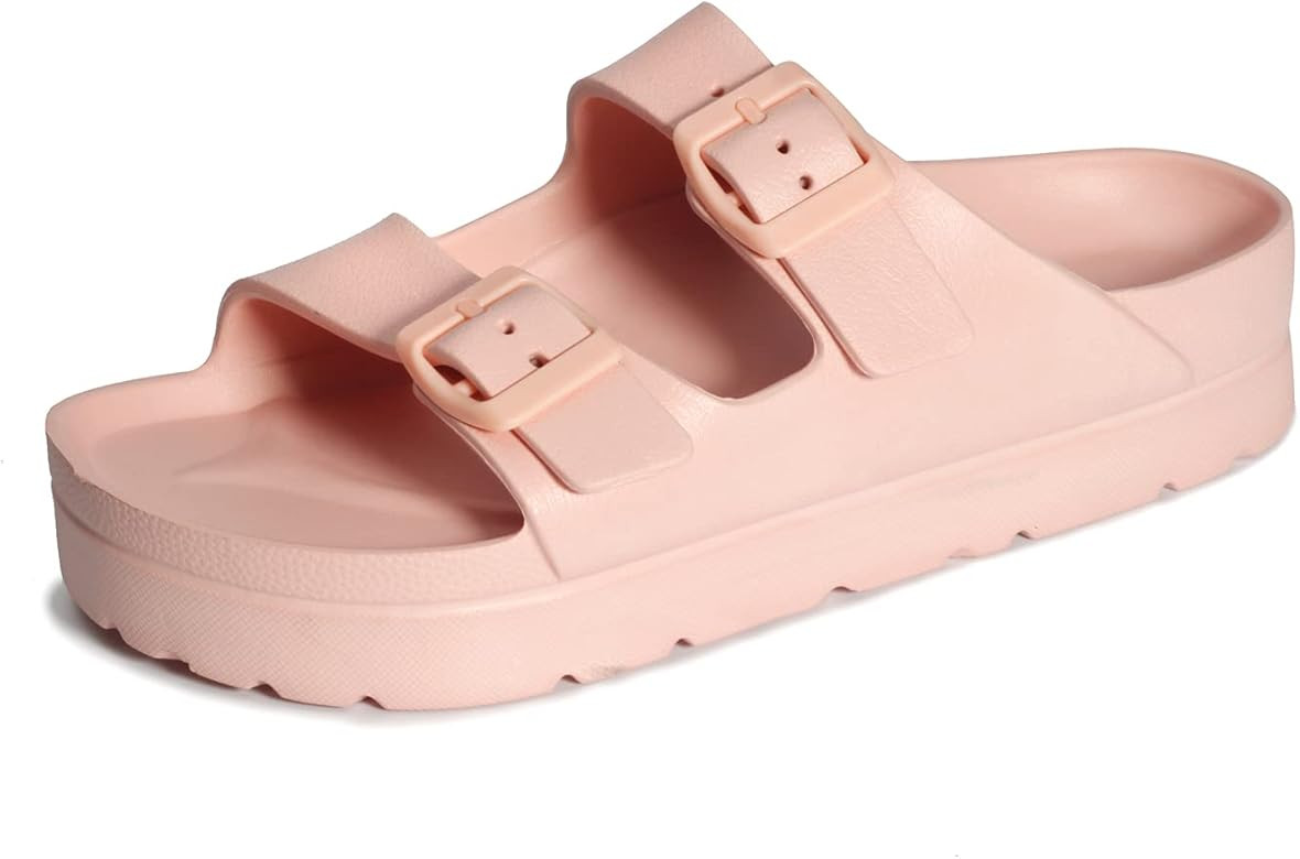 Starbow Womens Comfort Adjustable Two Strap Double Buckle eva Sandals Slip on Slides | Amazon (US)