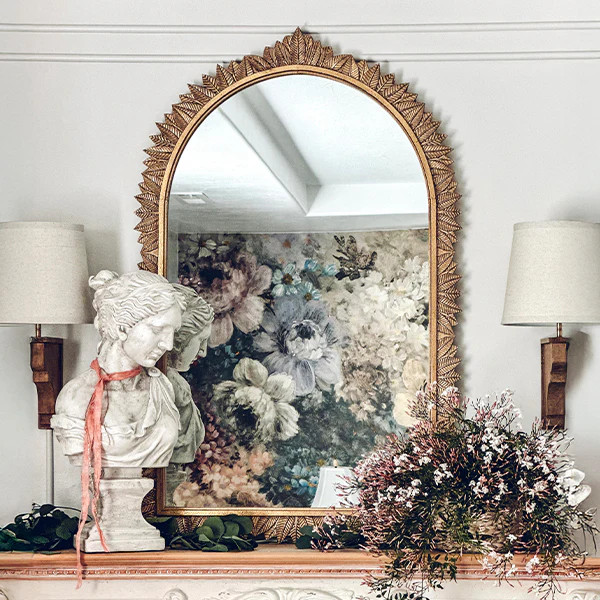Carved Gold Leaves Arch Mirror - Decor Steals | Decor Steals