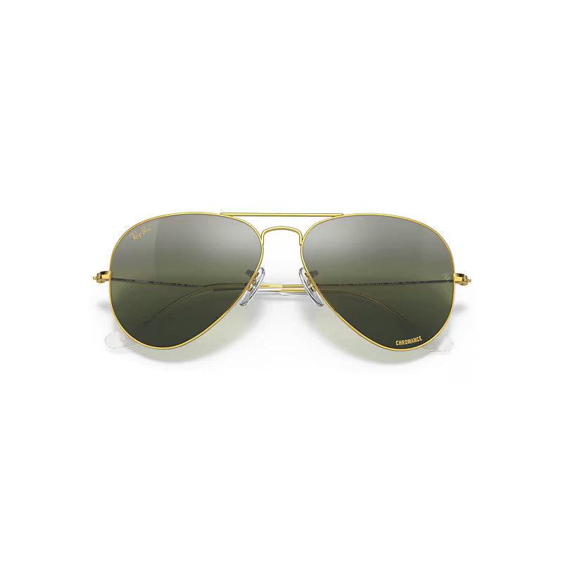 Ray-Ban Aviator Chromance Sunglasses Gold Frame Silver Lenses Polarized 62-14 | Ray-Ban (US)
