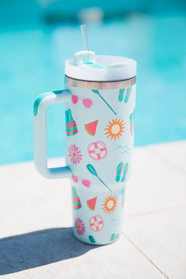 Sippin' Pretty Lake Life 40 oz Drink Tumbler With Lid And Straw | Pink Lily