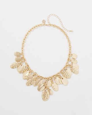 Gold Hammered Disc Single Strand Necklace | White House Black Market