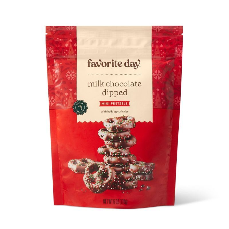 Milk Chocolate Mini Pretzel Twists with Christmas Blend - 6oz - Favorite Day™ | Target