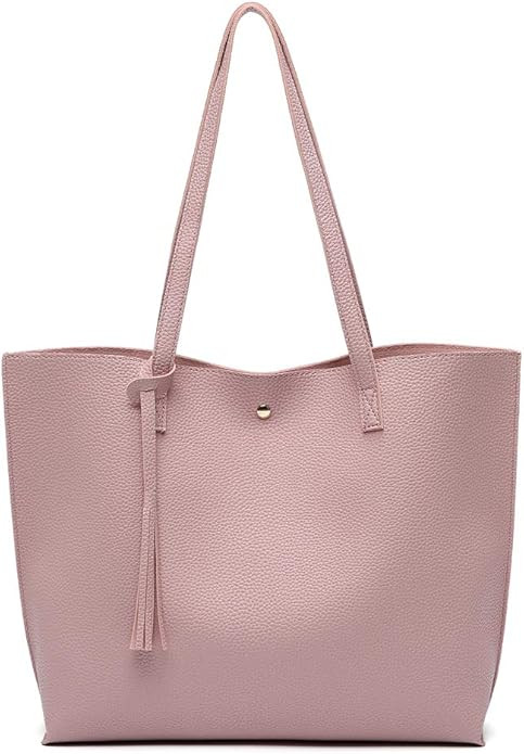 Women's Soft Faux Leather Tote Shoulder Bag from Dreubea, Big Capacity Tassel Handbag | Amazon (US)