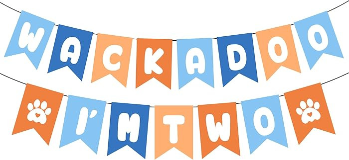 Blue Dog 2nd Birthday Decorations Banner, Blue Themed Second Birthday Party Decoration Supplies B... | Amazon (US)
