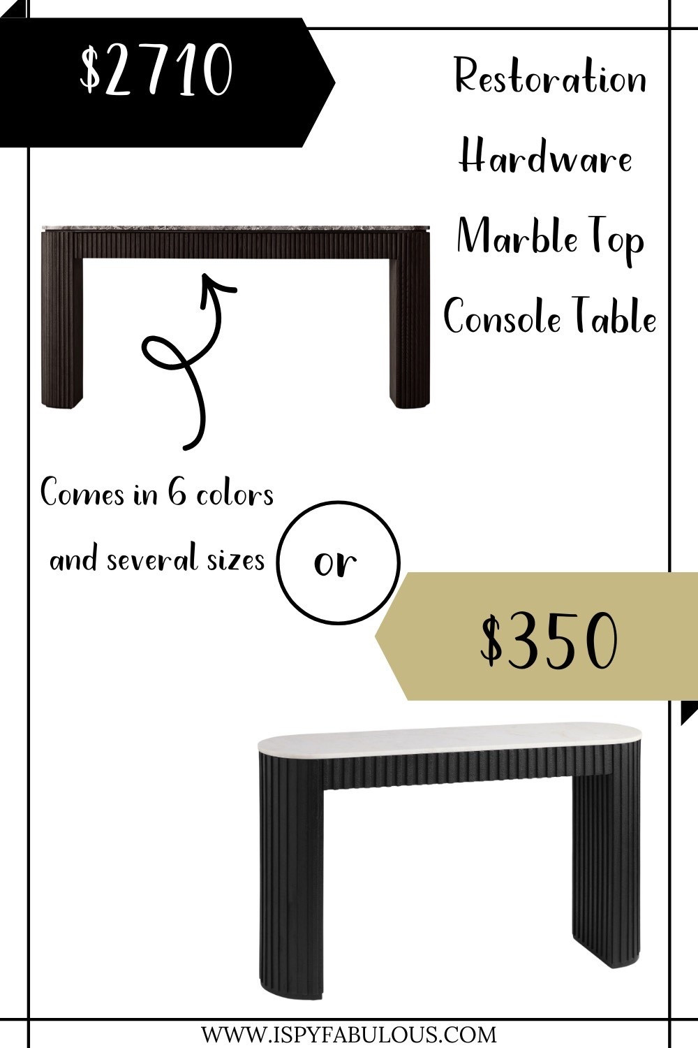 This gorgeous Restoration Hardware console table comes in 6 colors and different sizes. This world market version is 48 inches wide, black with white marble  

#LTKSaleAlert #LTKHome